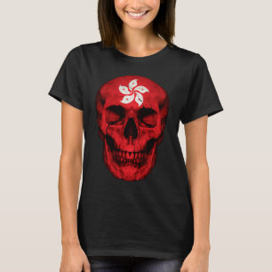 Camiseta Caveira da Bandeira de Hong Kong Raízes de Hongkon