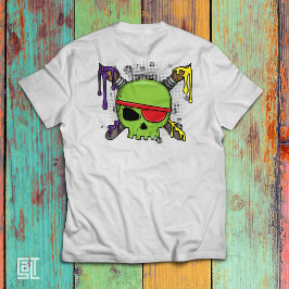 Camiseta Caveira da Escola de Arte com Tinta Pingando Essen