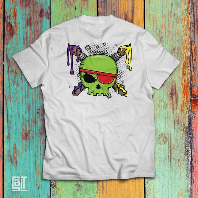 Camiseta Caveira da Escola de Arte com Tinta Pingando Essen (Criador carregado)