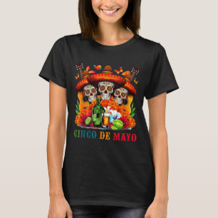 Camiseta Caveira de açúcar cinco de maio festa mexicana