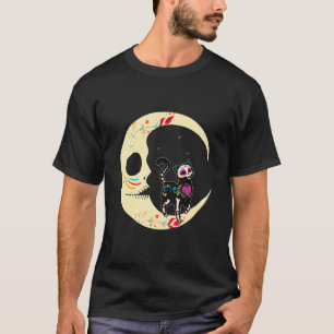 Camiseta Caveira de Açúcar Gato Lua Dia De Los Muertos Mexi