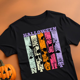 Camiseta Caveira de Cor do Pastel Noturno do Halloween