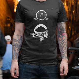 Camiseta Caveira de Espaço Deprimida. Mente perdida no Infi