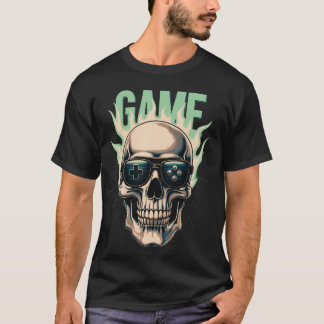 Camiseta Caveira de Gamer em Chamas – Design de Poder de Jo