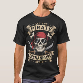 Camiseta Caveira De Halloween Que Comecem Os Piratas Shenan