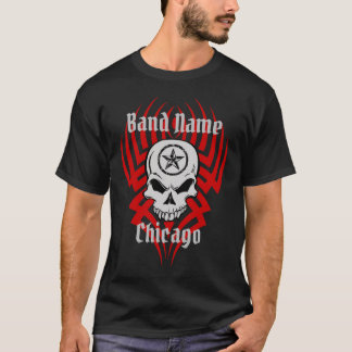 Camiseta Caveira de Nome de Banda Personalizável