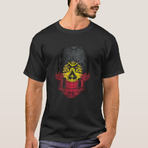 Camiseta Caveira De Origem E Bandeira De Rosas