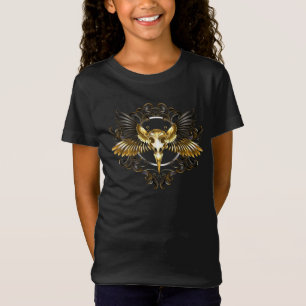 Camiseta Caveira de ouro sobre fundo preto