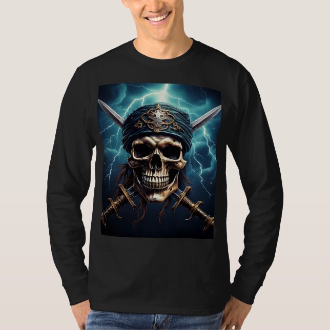 Camiseta Caveira de Pirata com Espadas (Frente)