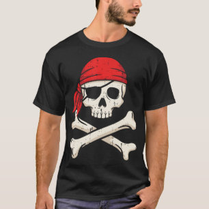 Camiseta Caveira de Pirata Ossos Cruzados Jolly Roger Vinta