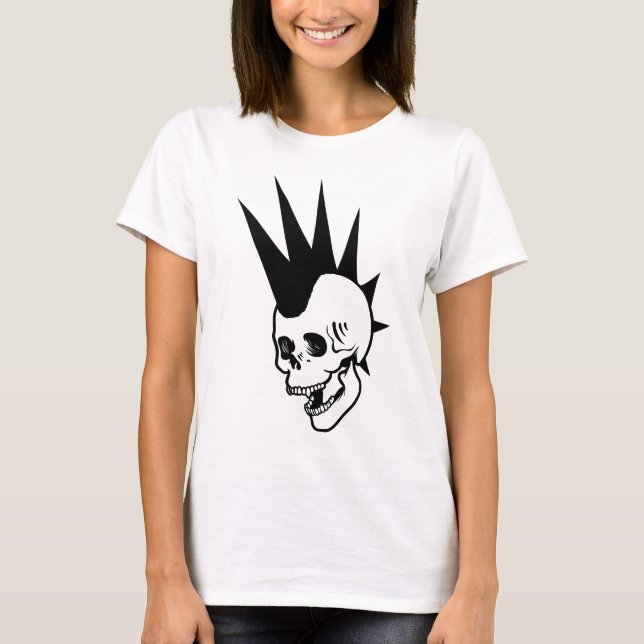 Camiseta Caveira de Punk Personalizável (Frente)