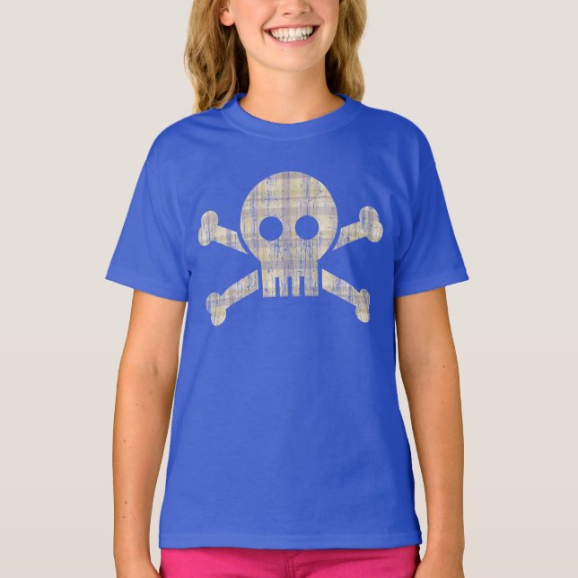 Camiseta Caveira de xadrez (vintage) (Frente)