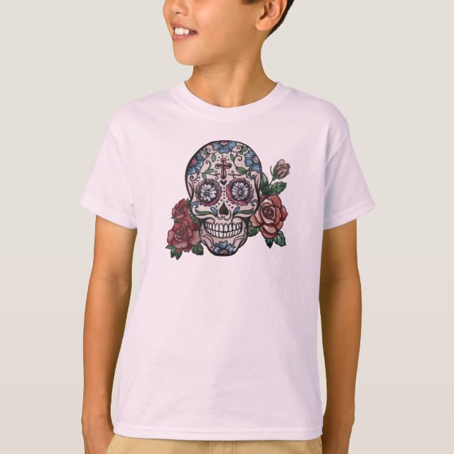 Camiseta Caveira desenhada à mão Dia de los Muertos | Camis (Frente)