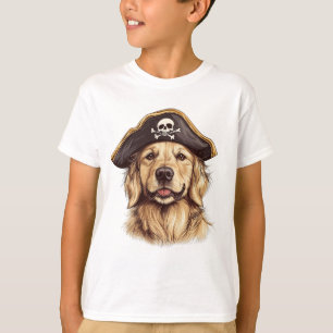 Camiseta Caveira do Cachorro do Retriever do Ouro Pirata