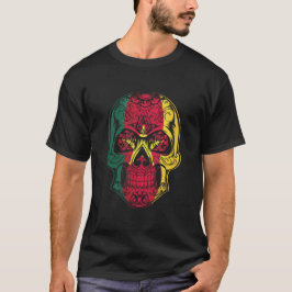 Camiseta Caveira E Bandeira De Rosas De Camarões