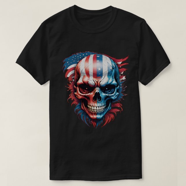 Camiseta Caveira e bandeira n.o 1 (Frente do Design)