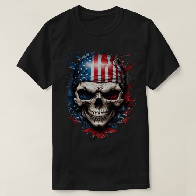Camiseta Caveira e bandeira n.o 2 (Frente do Design)