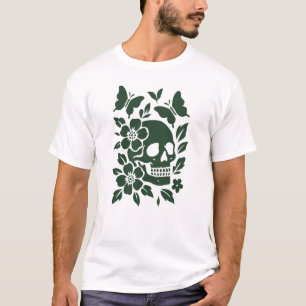Camiseta Caveira e Borboletas