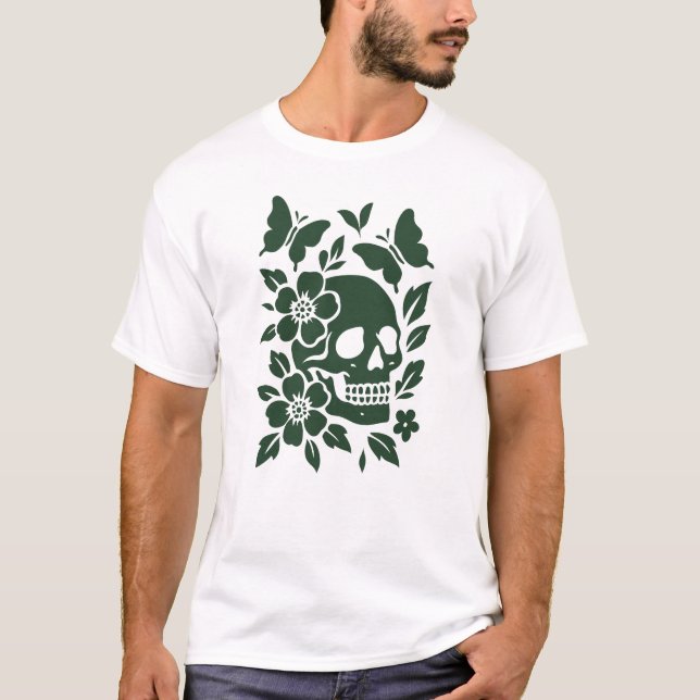 Camiseta Caveira e Borboletas (Frente)