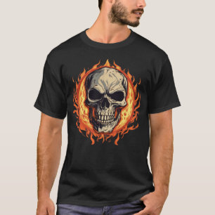 Camiseta Caveira e Chamas