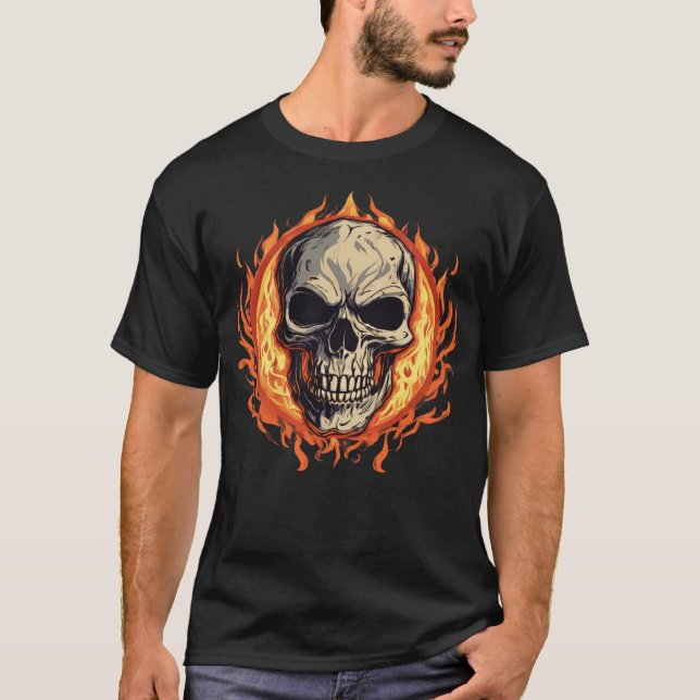 Camiseta Caveira e Chamas  (Frente)
