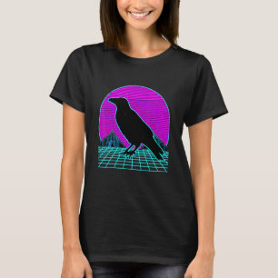 Camiseta Caveira e Corvo Vaporwave Estética Retro de Hallow
