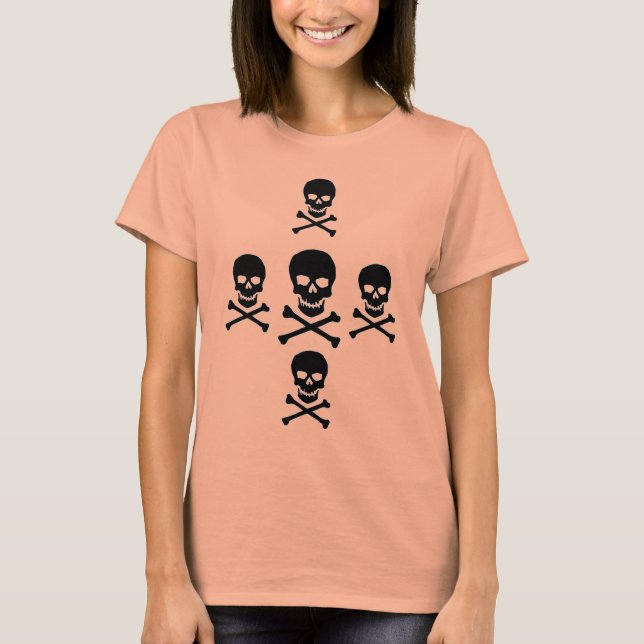 Camiseta Caveira e Crossbones Queimando Damas Queimando Tee (Frente)
