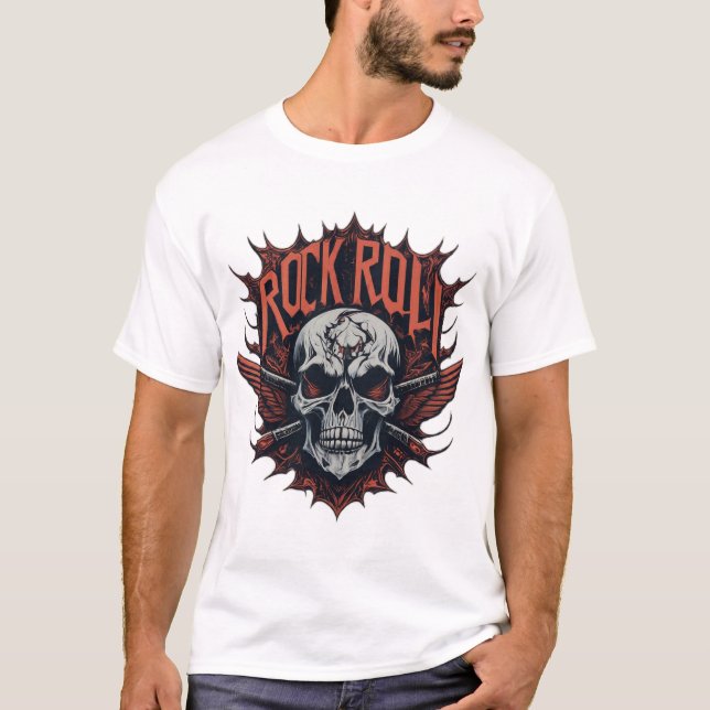Camiseta Caveira e Crossbones Rock Anit T-shirts design (Frente)