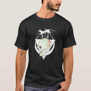 Camiseta Caveira e Gato com Fases da Lua