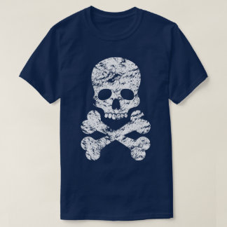 Camiseta Caveira e Ossos Cruzados Brancos Destruídos