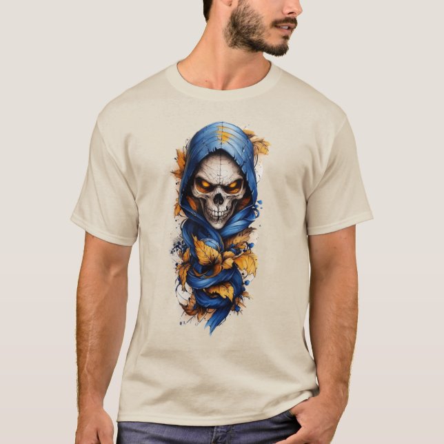 Camiseta Caveira e outono deixam estilo de tatuagem T-shirt (Frente)