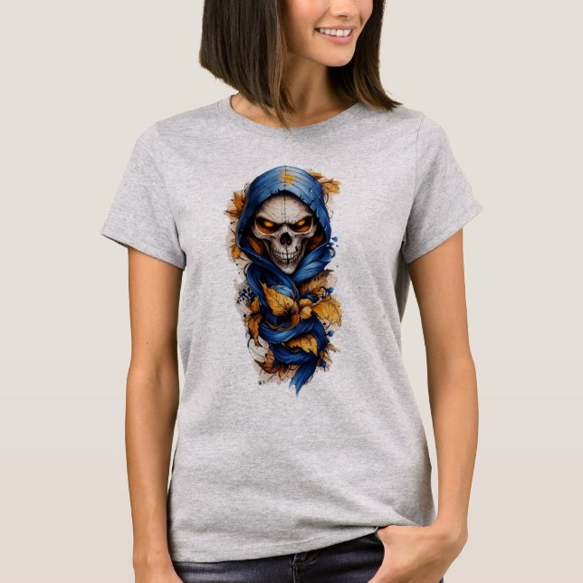Camiseta Caveira e outono deixam estilo de tatuagem T-shirt (Frente)