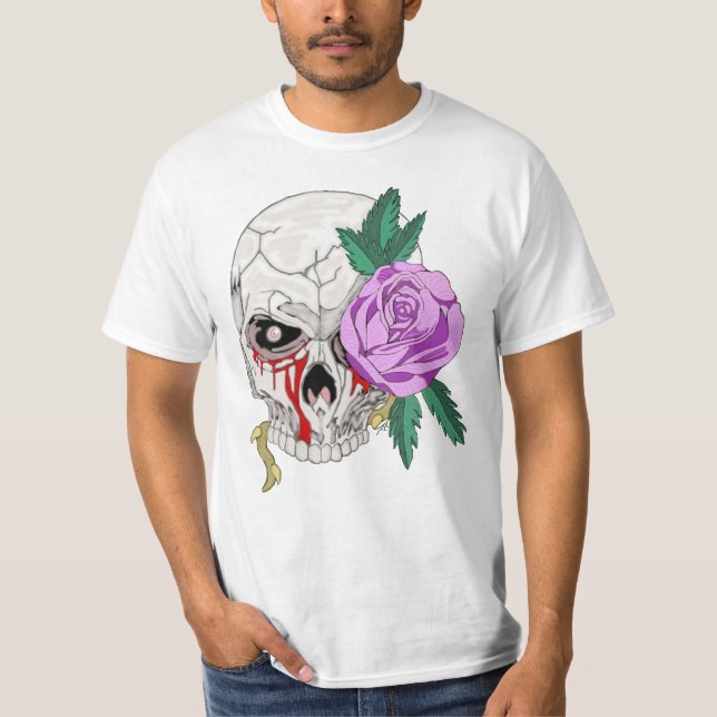 Camiseta Caveira e Rosa (Frente)