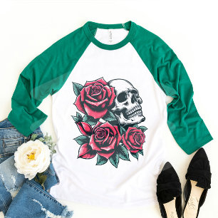 Camiseta Caveira e Rosas