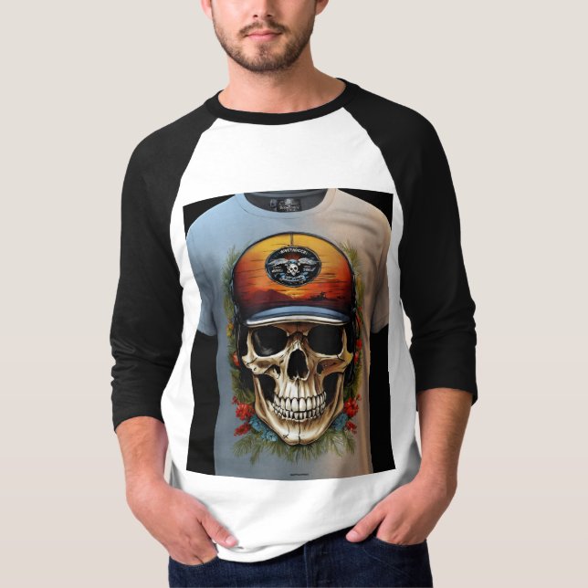 Camiseta "Caveira Edgy Crossbone Boriderada Boné" (Frente)