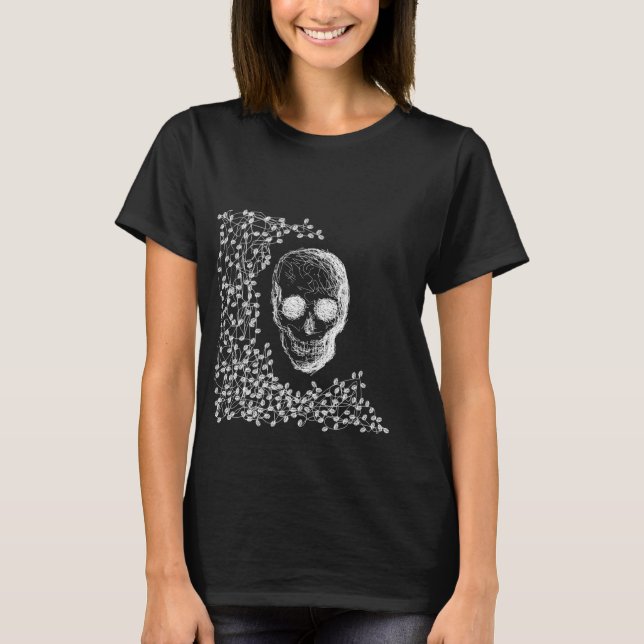 Camiseta Caveira, em Branco. (Frente)