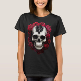 Camiseta Caveira escura e gótica e T-Shirt Rosa