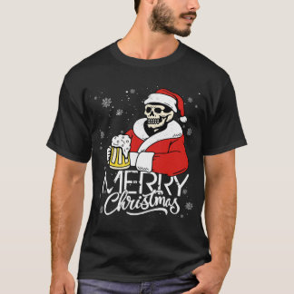 Camiseta Caveira Feliz Natal Caveira Chapéu Papai Noel Bebe
