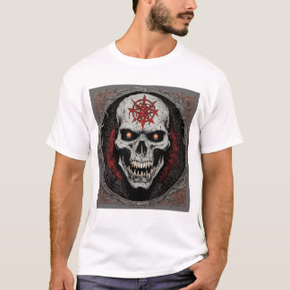 Camiseta Caveira feroz e Crossbones Rock & Roll T-Shirt De