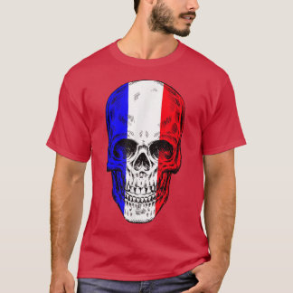 Camiseta Caveira legal com Cópia de Sinalizador Francês T-S