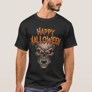 Camiseta Caveira mau com olhos brilhantes no Dia das Bruxas