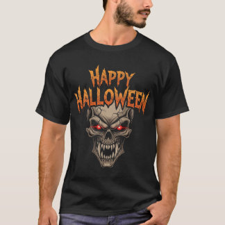 Camiseta Caveira mau com olhos brilhantes no Dia das Bruxas