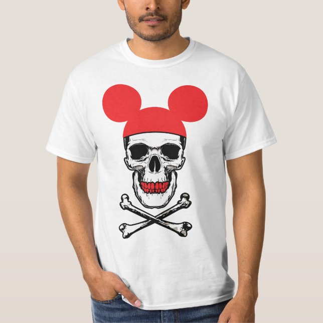 Camiseta Caveira no chapéu com mouse-ouvido com X-Bone (Frente)