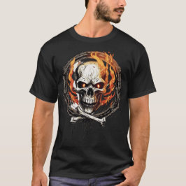 Camiseta Caveira óssea e fogo