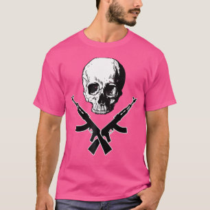 Camiseta Caveira Ossos Cruzados Ak 47 Espingardas Cruzadas