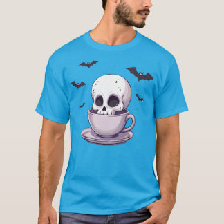 Camiseta Caveira Pastel Goth em Xícara de Chá