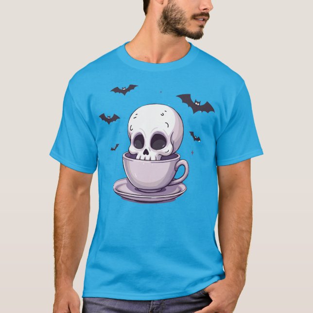 Camiseta Caveira Pastel Goth em Xícara de Chá (Frente)