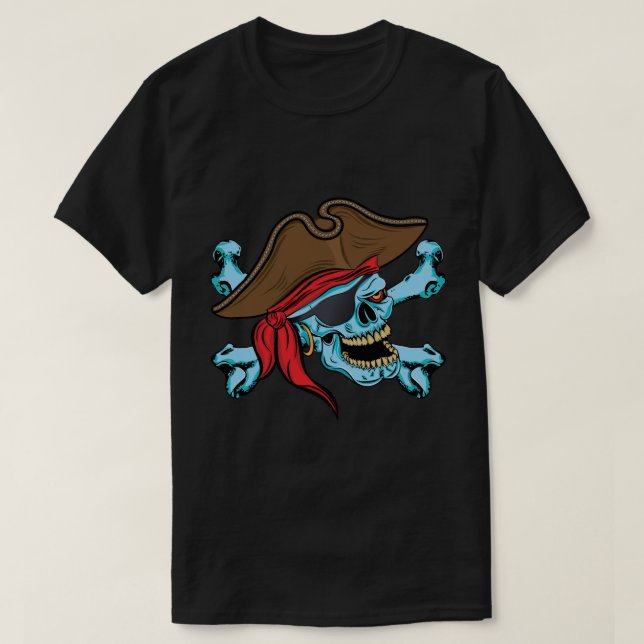 Camiseta Caveira Pirata e Crossbones (Frente do Design)