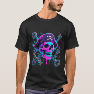 Camiseta Caveira Pirata Neon