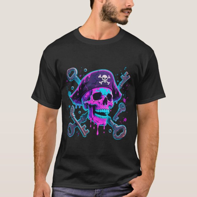 Camiseta Caveira Pirata Neon (Frente)